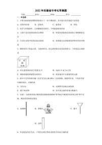 【中考真题】2022年安徽省中考化学试卷（附答案）