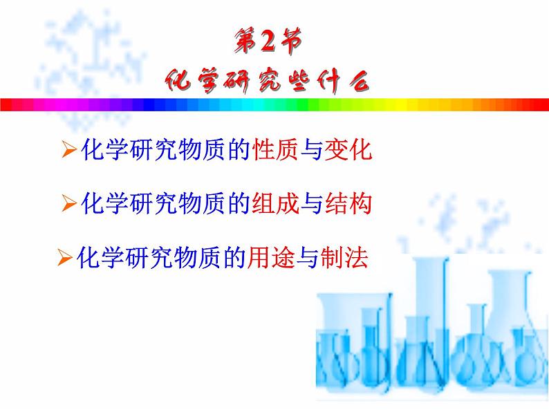 沪教版九年级上册化学  1.2 化学研究些什么 课件  第1页