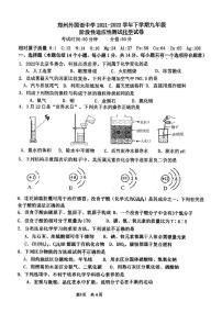 2022年河南省郑州外国语中学中考初三三模化学试卷及答案