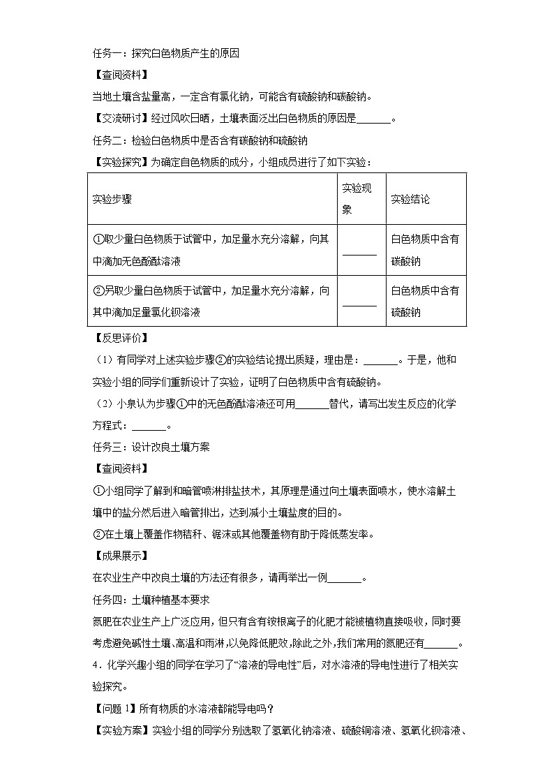 2022年初中化学中考备考冲刺科学探究题考前压轴卷（含答案）03