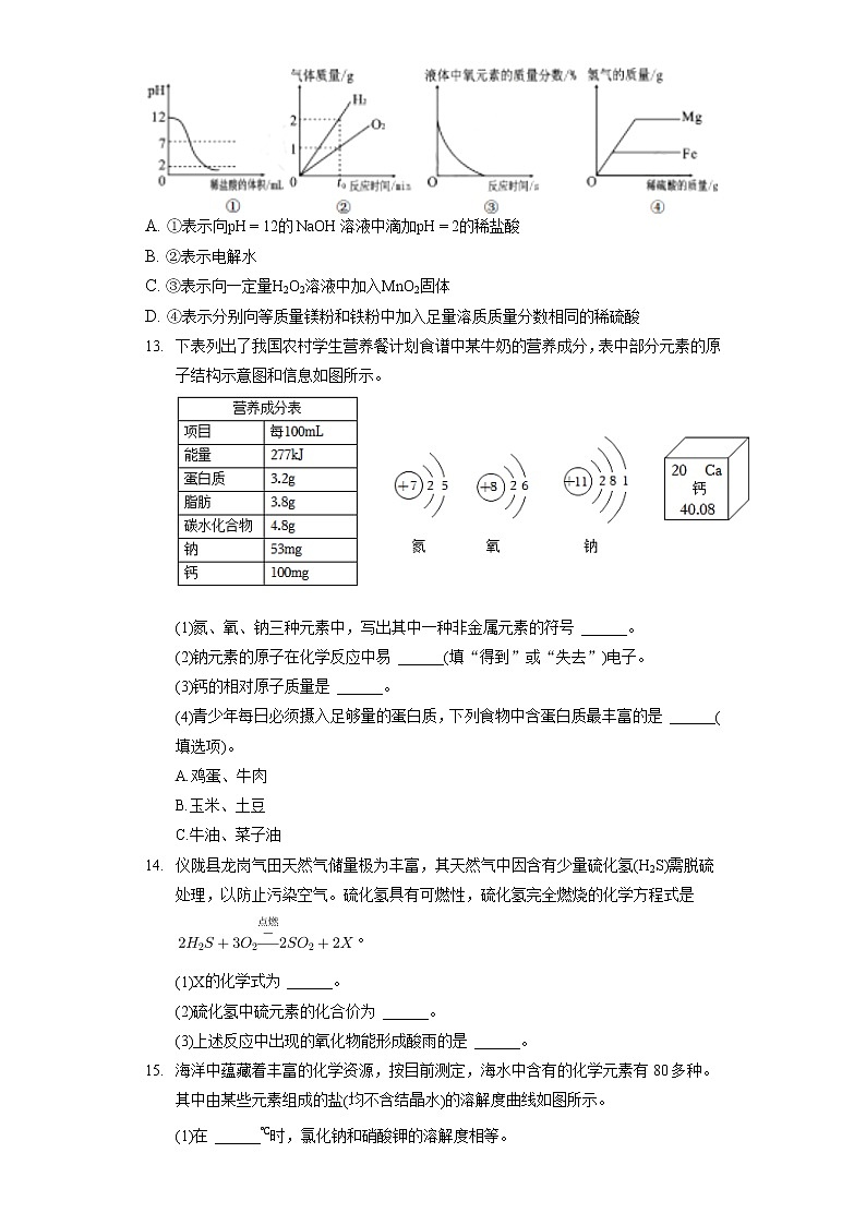 2022年四川省南充市中考化学试卷（包含答案解析）03