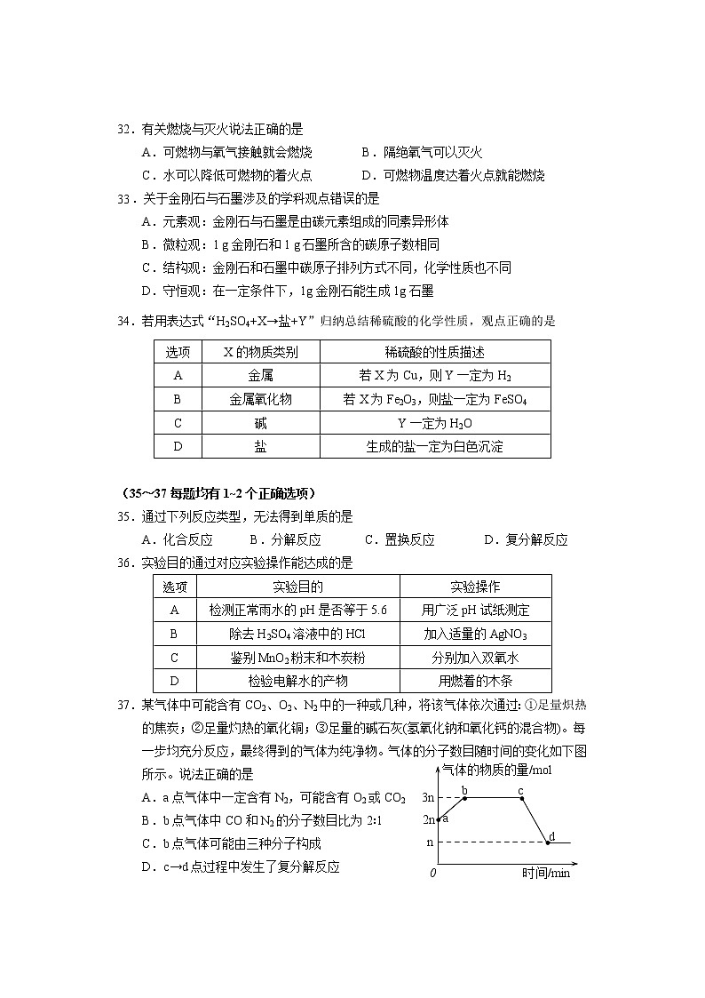 2022年上海市闵行区中考二模化学试题（含答案）02