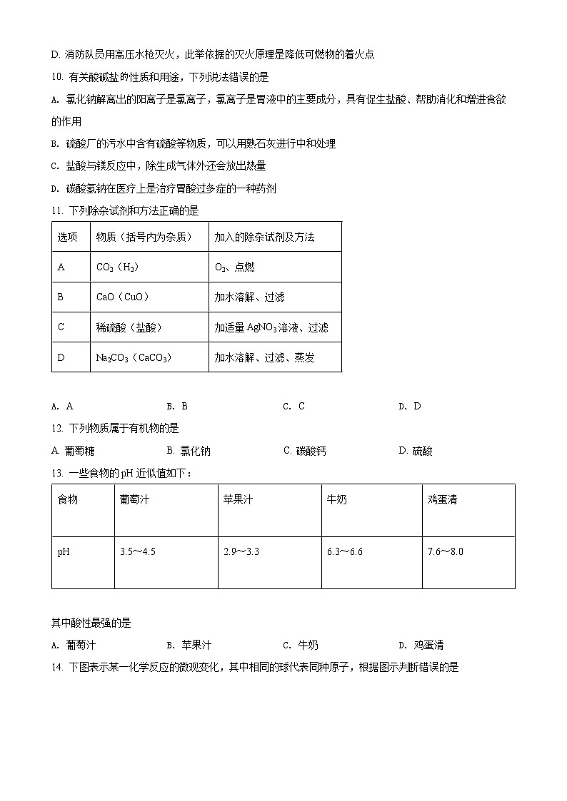 2022年湖南省郴州市中考化学真题(word版含答案)03