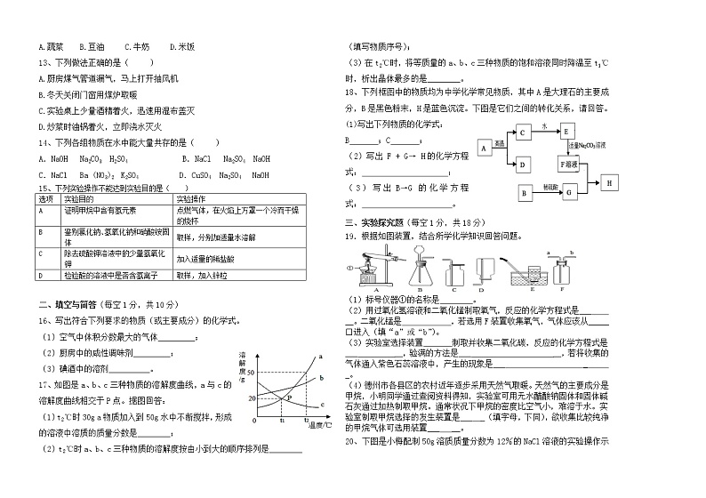 2022年内蒙古兴安盟中考模拟化学试卷(word版无答案)第2页