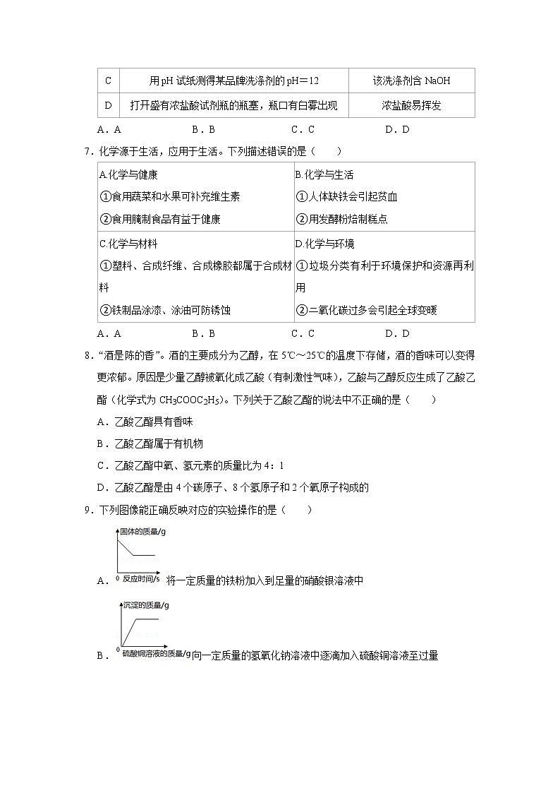 2022年湖南省常德市中考化学真题(word版无答案)第2页