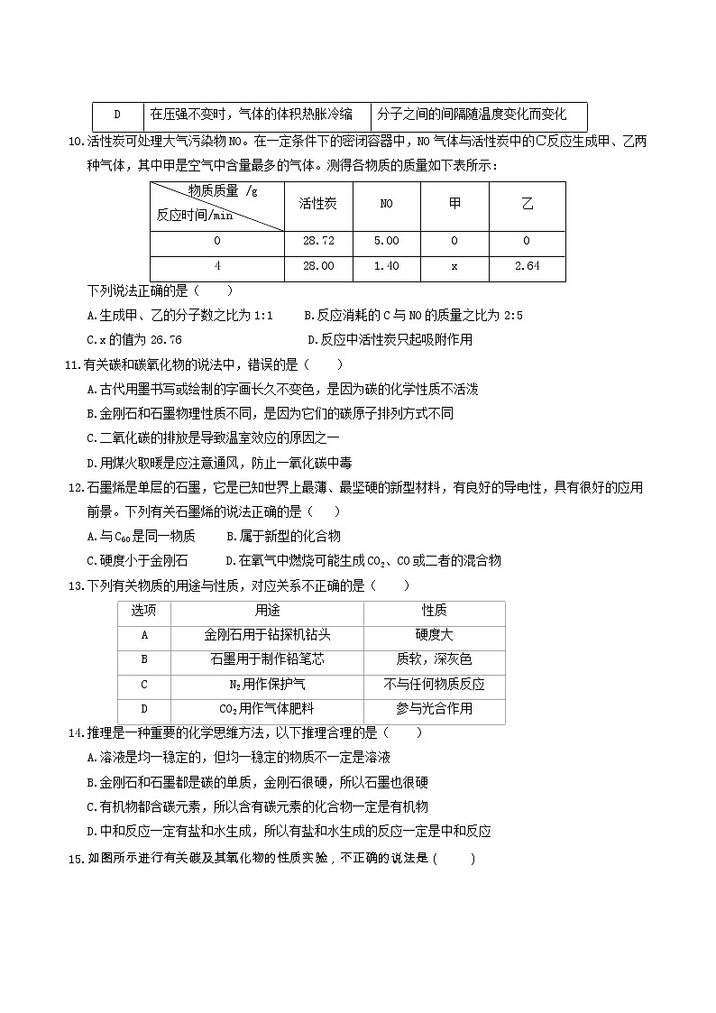 人教版九年级化学上册第6单元碳和碳的氧化物课题1金刚石石墨和c60测试含答案第2页