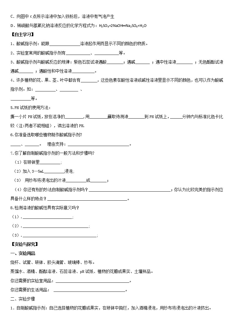 实验活动7溶液酸碱性的检验导学案九年级化学人教版下册02