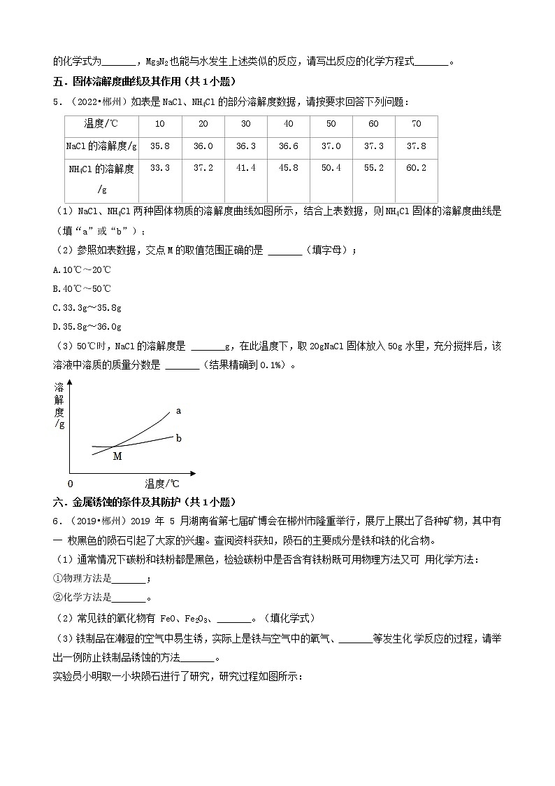 湖南省郴州市五年（2018-2022）中考化学真题分题型分层汇编-06解答题&推断题第3页