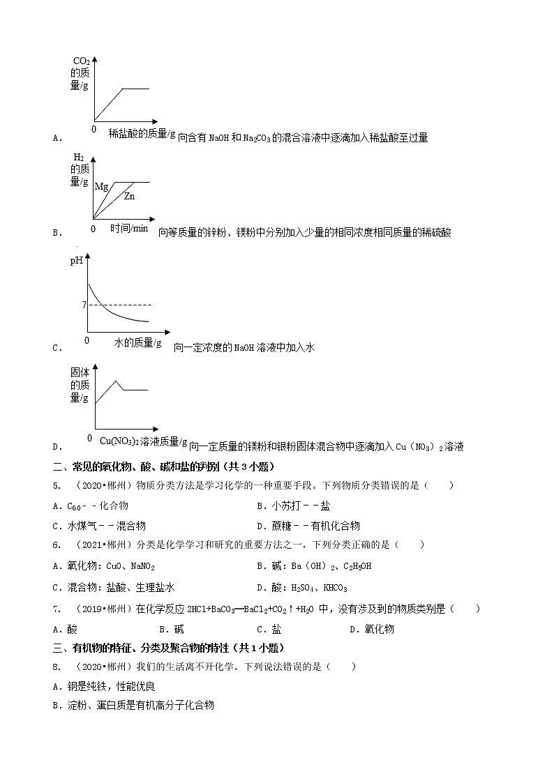 湖南省郴州市五年（2018-2022）中考化学真题分题型分层汇编-03选择题（中档题）02