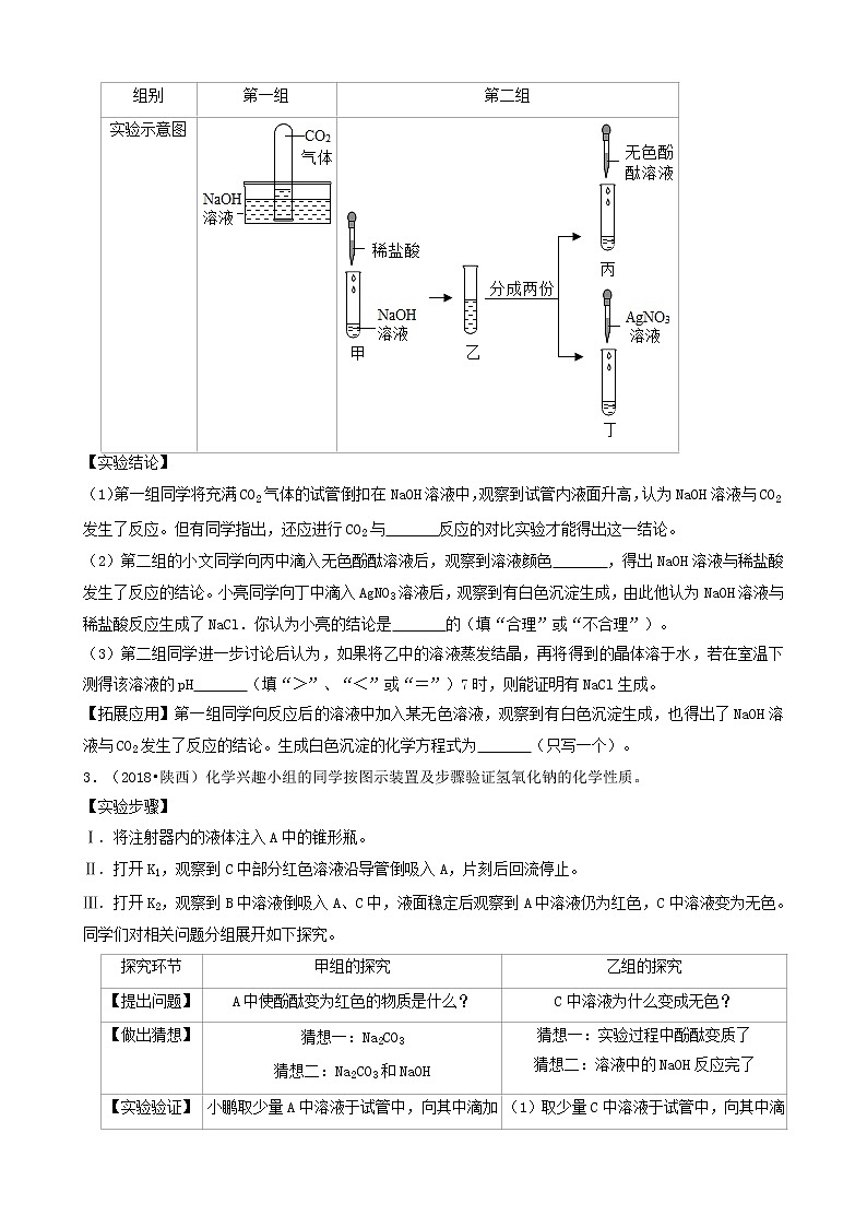 陕西省各市五年（2018-2022）中考化学真题分题型分层汇编-04实验探究题&推断题第2页