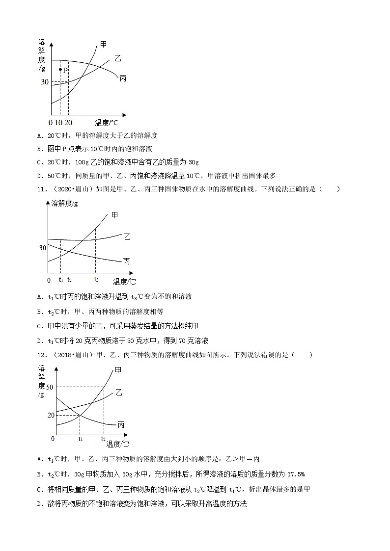 四川省眉山市五年（2018-2022）中考化学真题分题型分层汇编-02选择题（基础提升题）第3页