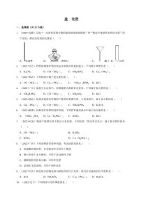 2022年中考人教版化学真题分类汇编：盐 化肥附真题答案