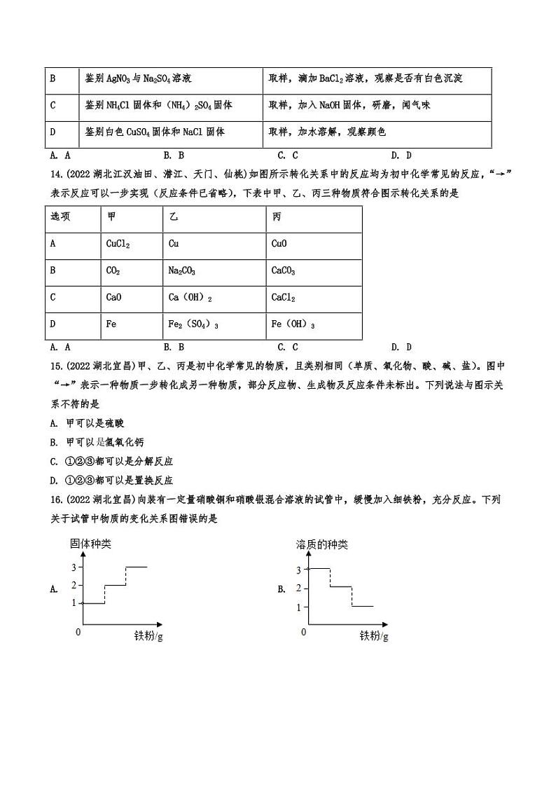 2022年中考化学真题汇编之酸碱盐附真题答案第3页