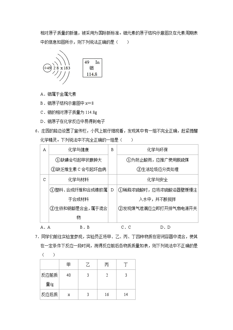 2022年湖北省鄂州市中考化学真题(word版含答案)第2页