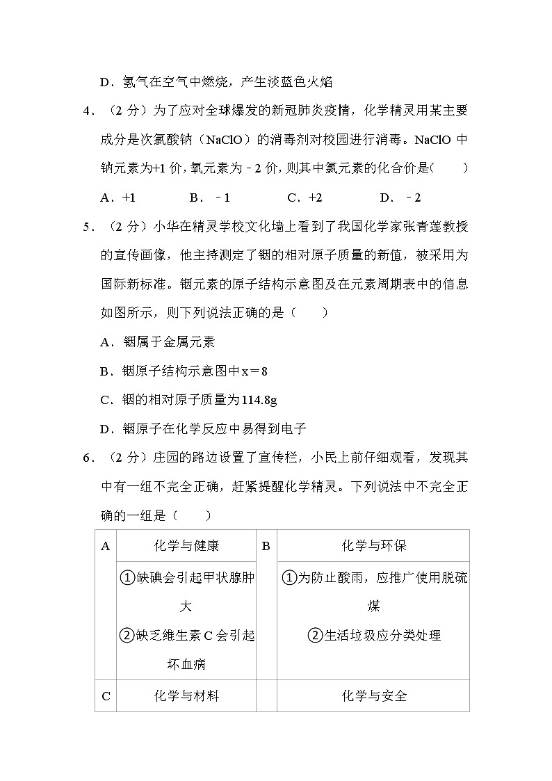 2022年湖北省鄂州市中考化学试卷解析版02