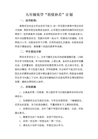 九年级上册化学培优补差计划