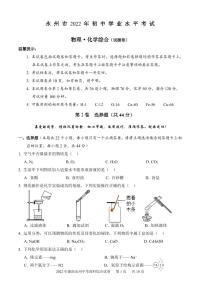 2022年湖南永州中考理科综合化学试卷及答案