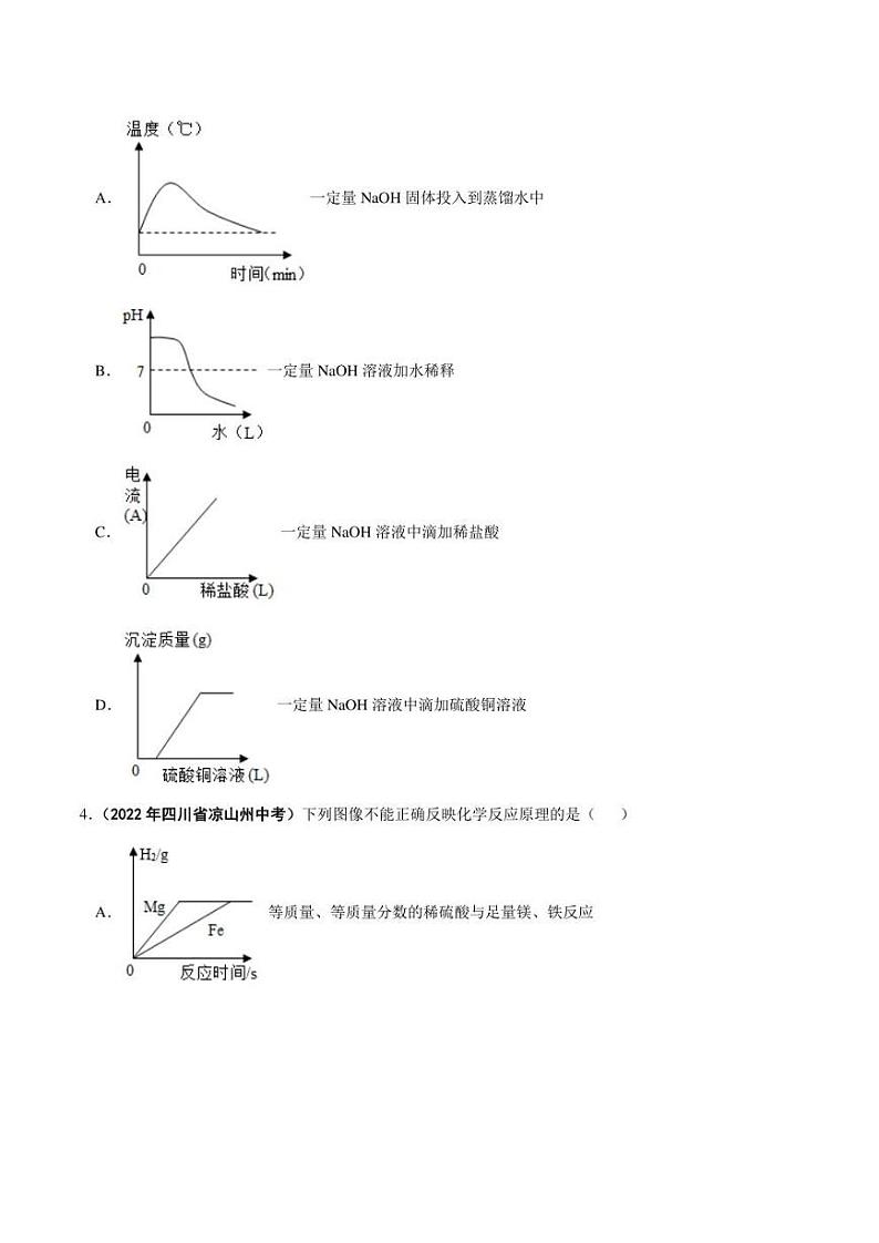 2022年中考化学学真题分类汇编 专题19 坐标图像题（学生版+解析版）第2页