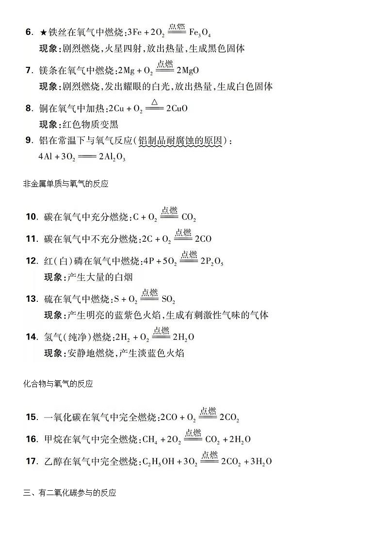 中考必背70个化学方程式大全第2页