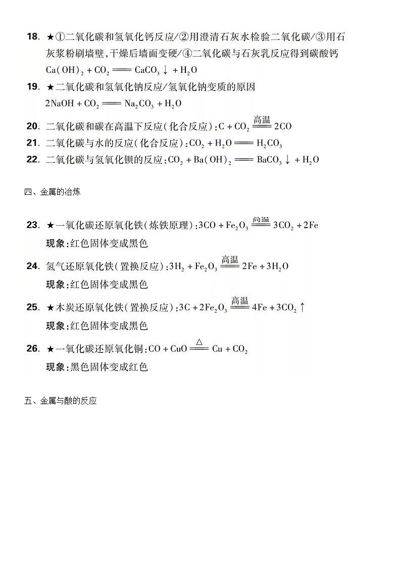 中考必背70个化学方程式大全第3页