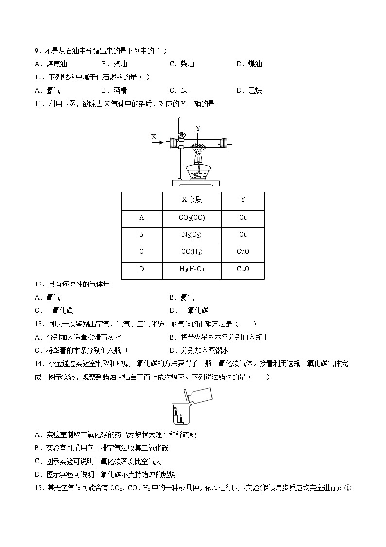 第4章 燃料与燃烧 单元测试（原卷版）第2页