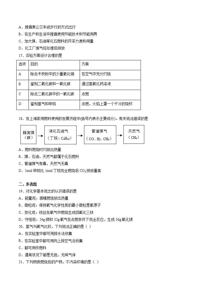 4.4 化石燃料 同步练习（原卷版）第3页