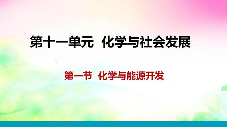 11.1化学与能源开发课件-2021-2022学年九年级化学鲁教版下册第1页