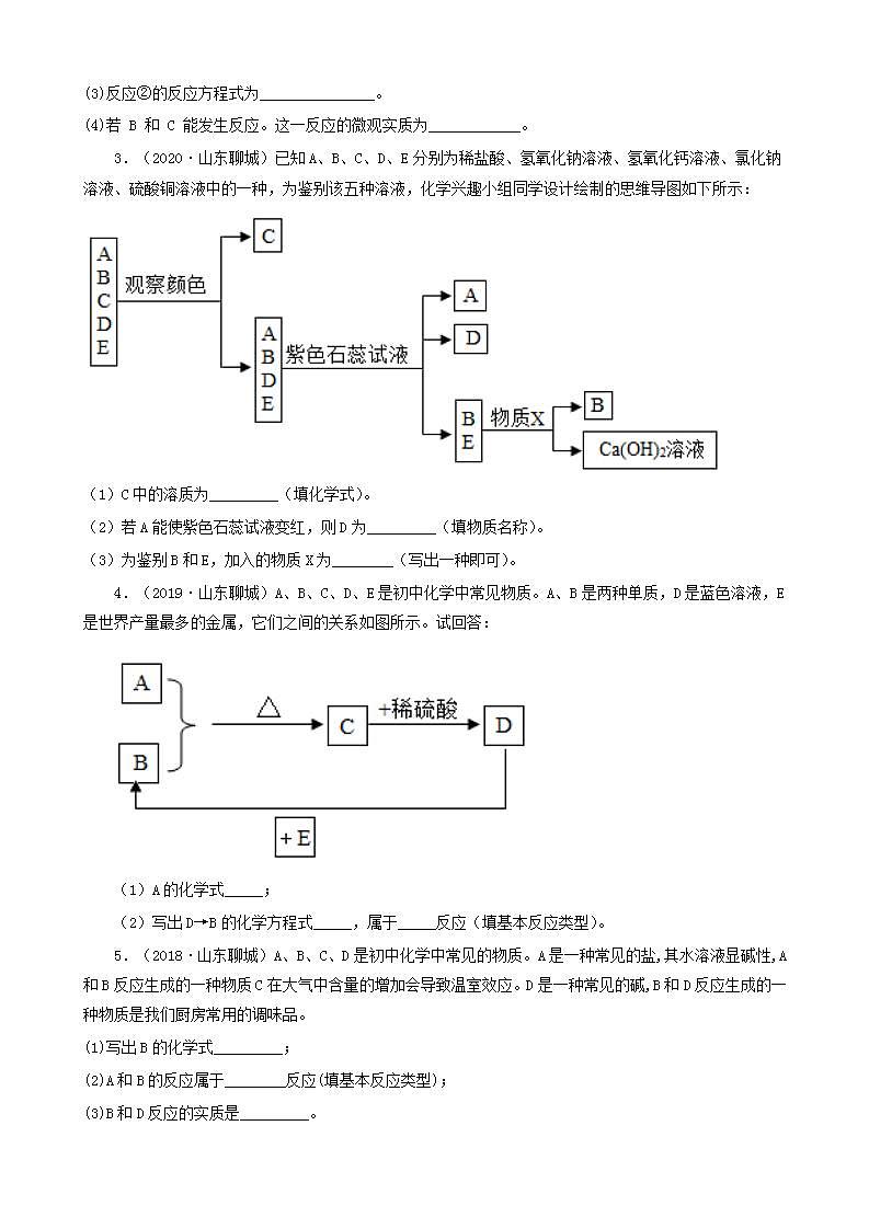 山东省聊城市五年（2018-2022）中考化学真题分题型分层汇编-05推断题第2页