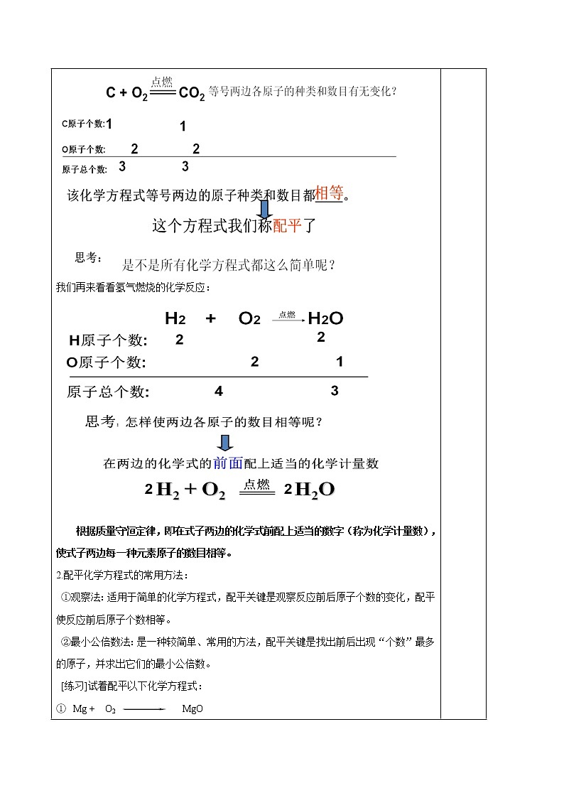 人教版五四制八年级化学  5.2如何正确书写化学方程式 教案02