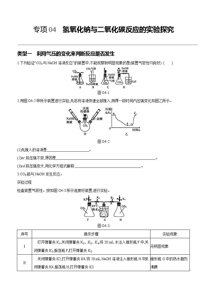 2022年中考化学专项复习：04氢氧化钠与二氧化碳反应的实验探究（含答案）第1页