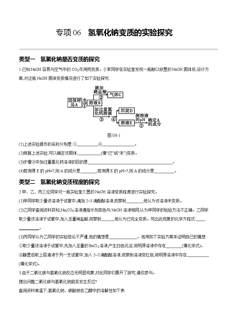 2022年中考化学专项复习：06氢氧化钠变质的实验探究（含答案）第1页