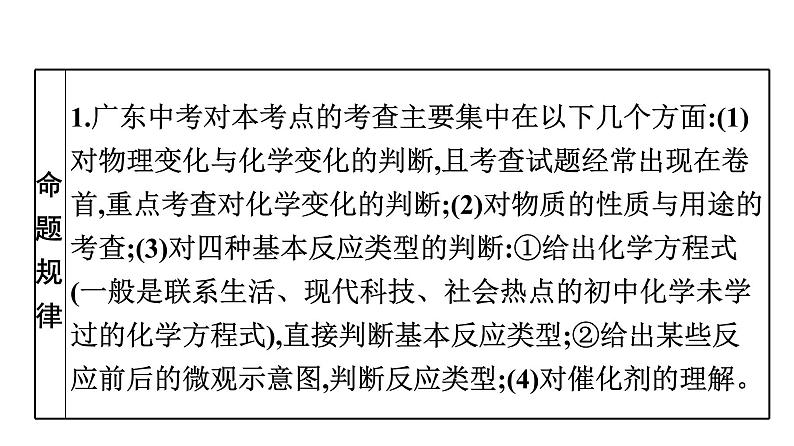 中考化学复习考点十三 物质的变化与性质　化学反应类型课件第7页