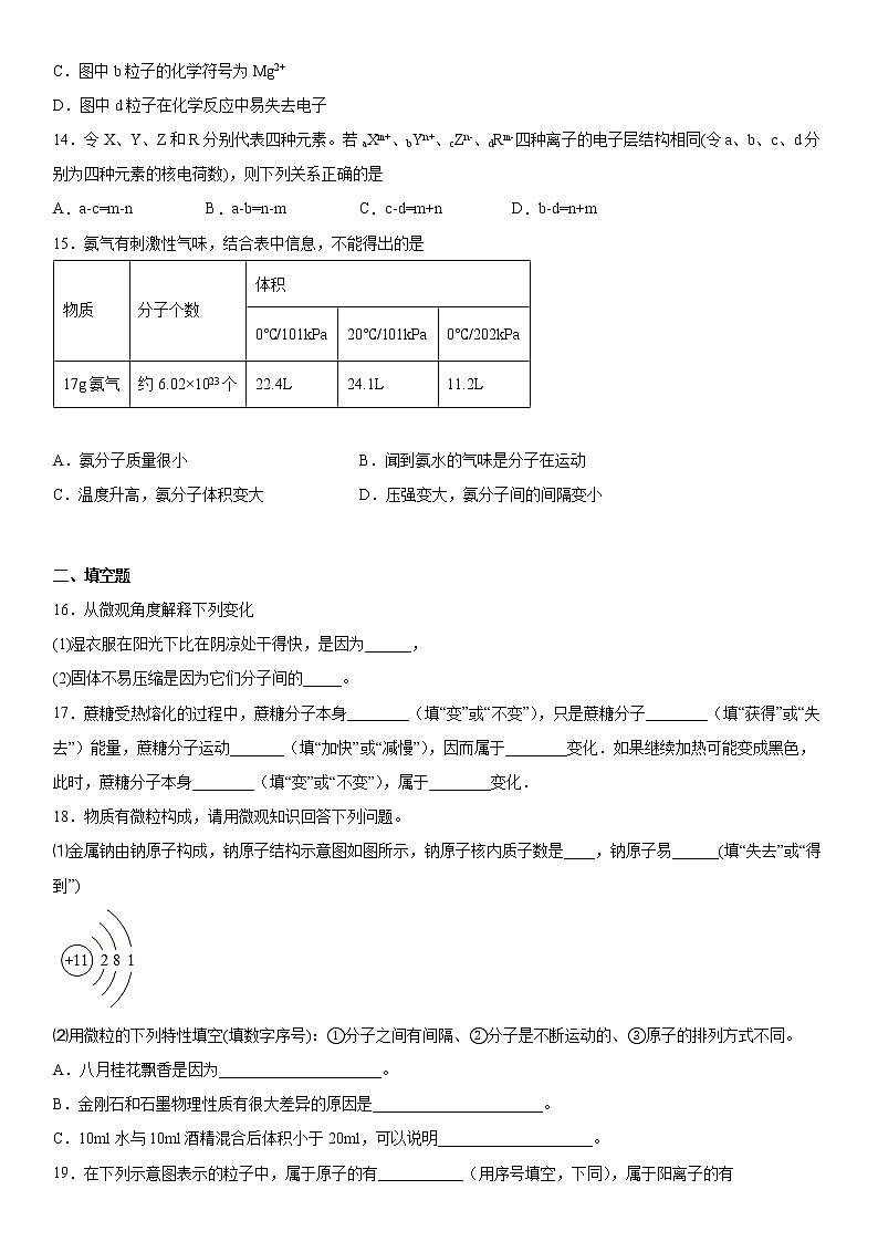 2022年京改版（2013）化学中考复习第3章---构成物质的微粒 试卷03
