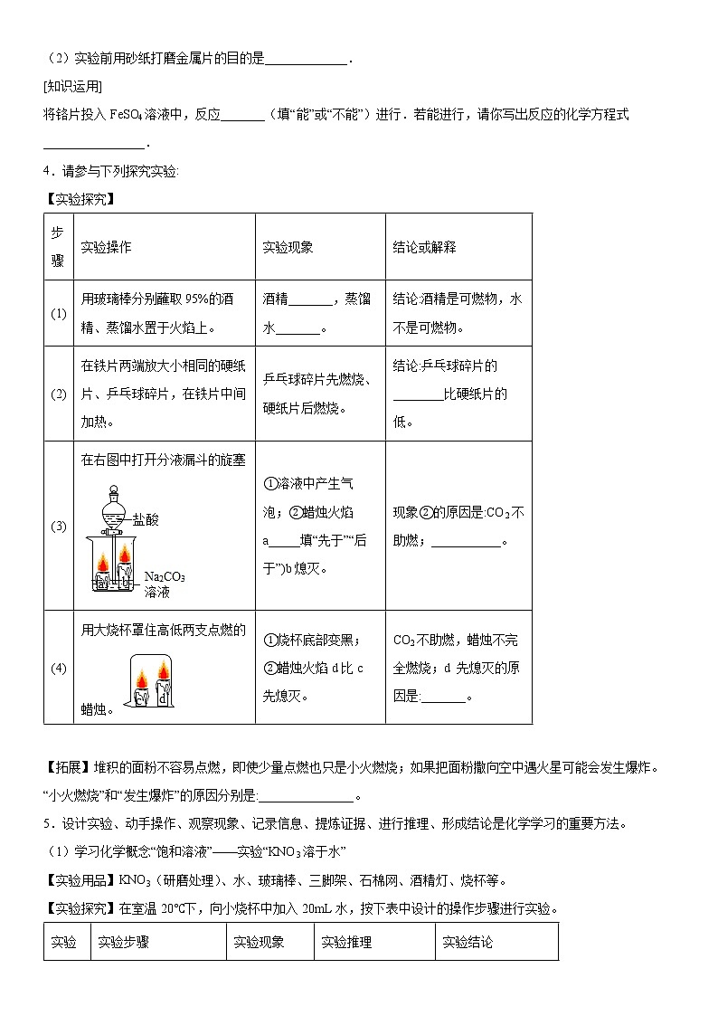 2022年中考化学专题复习：科学探究题第3页