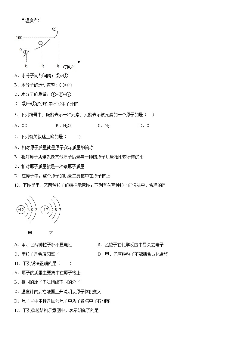 人教版化学中考冲刺复习第三单元物质构成的奥秘试题第2页
