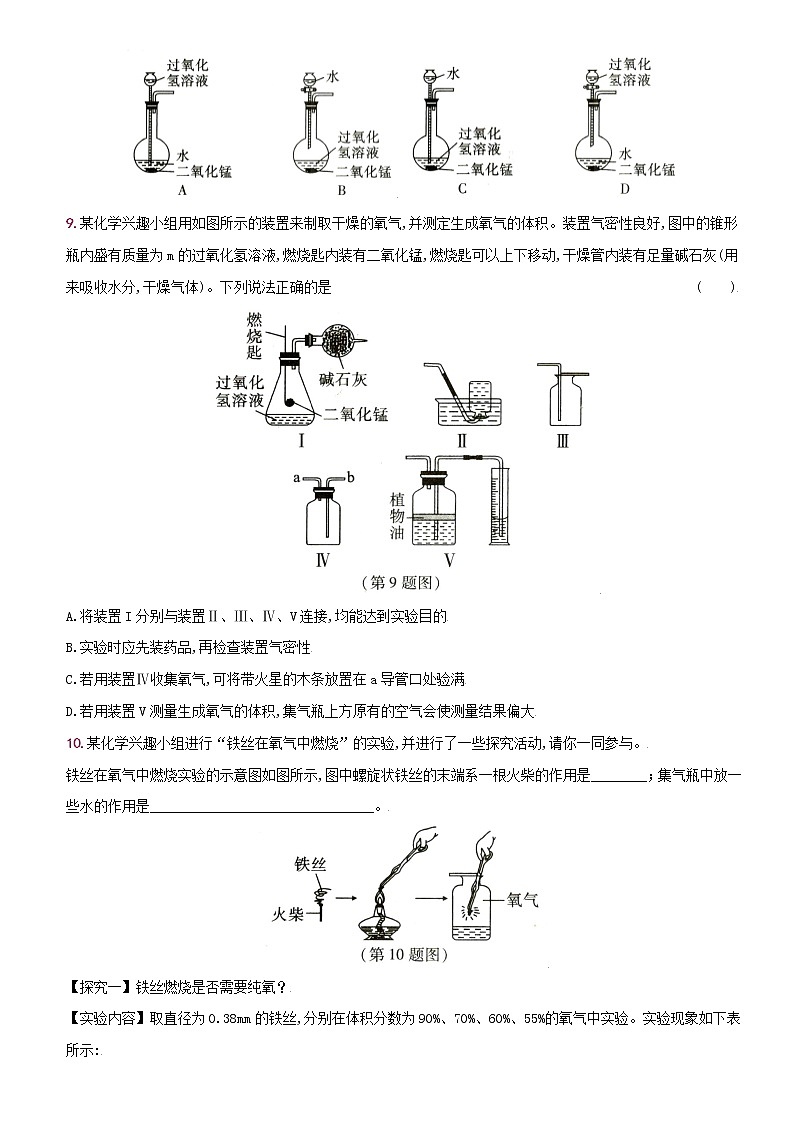 卷09  实验活动1  氧气的实验室制取与性质--2022-2023学年九年级化学上册同步优化分层测评（人教版）03