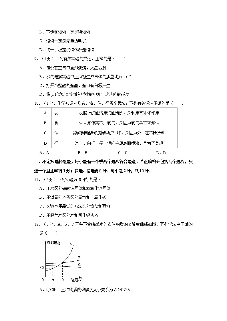 初中化学九上2018-2019学年江苏省泰州市泰兴市九年级（上）期末化学试卷（解析版）第2页