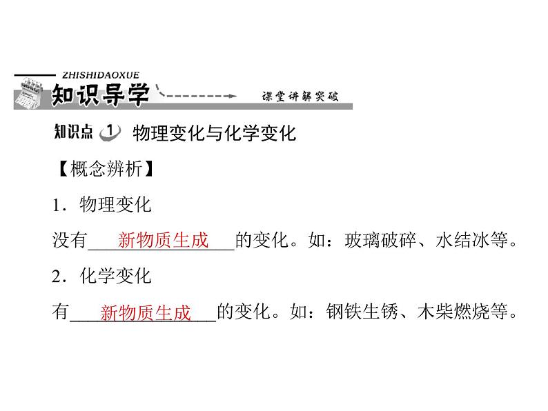 初中化学九上第一单元 课题1 物质的变化和性质每课习题课件03