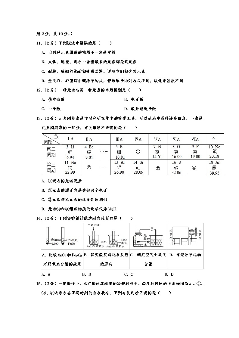 初中化学九上江苏省泰州市靖江实验学校2019-2020学年九年级（上）期中化学试卷  含解析03
