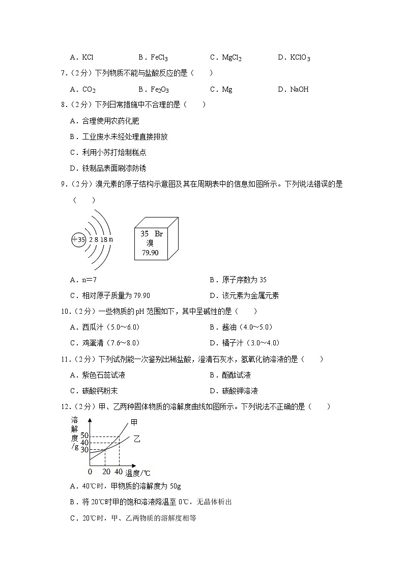 2020年湖南省娄底市中考化学试卷02