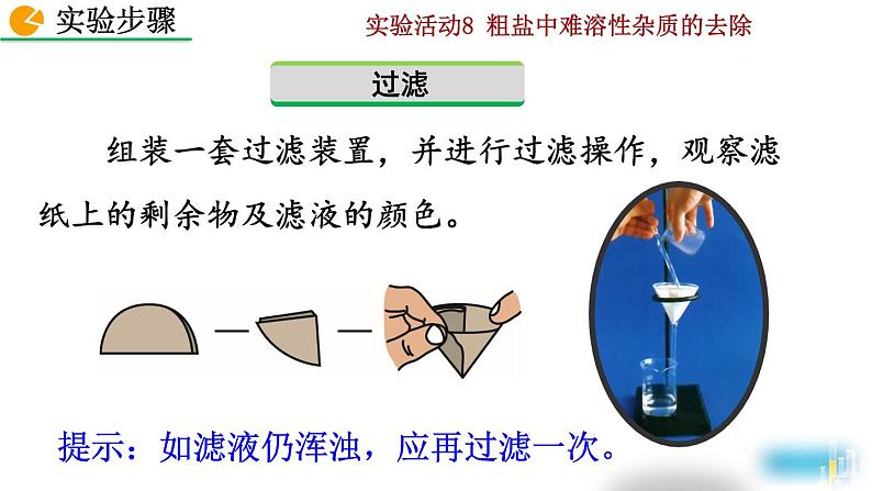 化学九年级下第11单元实验活动8 粗盐中难溶性杂质的去除教学课件第8页