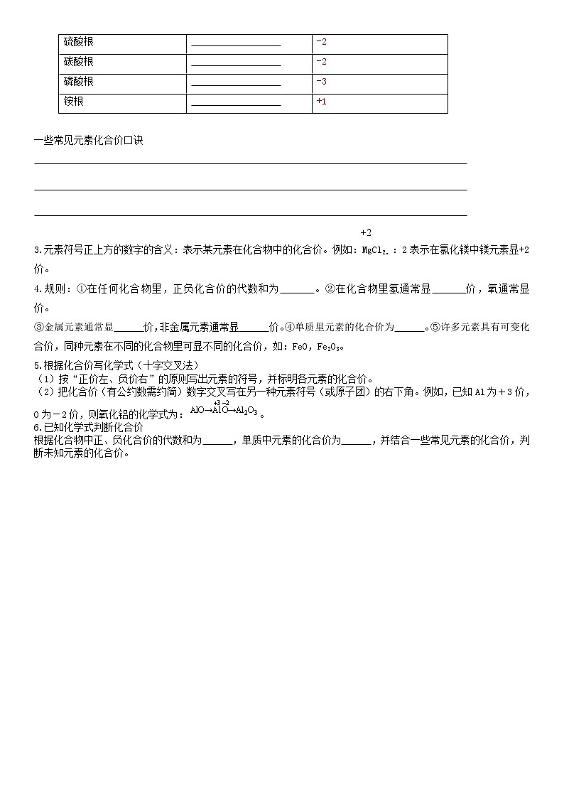 课题4化学式与化合价-2022-2023学年九年级化学上学期课后培优分级练（人教版）03