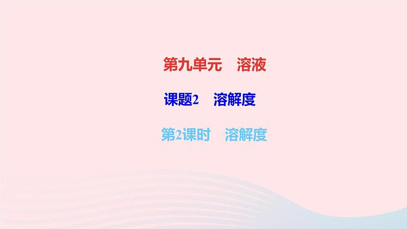 化学人教版九年级下册 同步教学课件第9单元 溶液 课题2 溶解度 第2课时 溶解度01