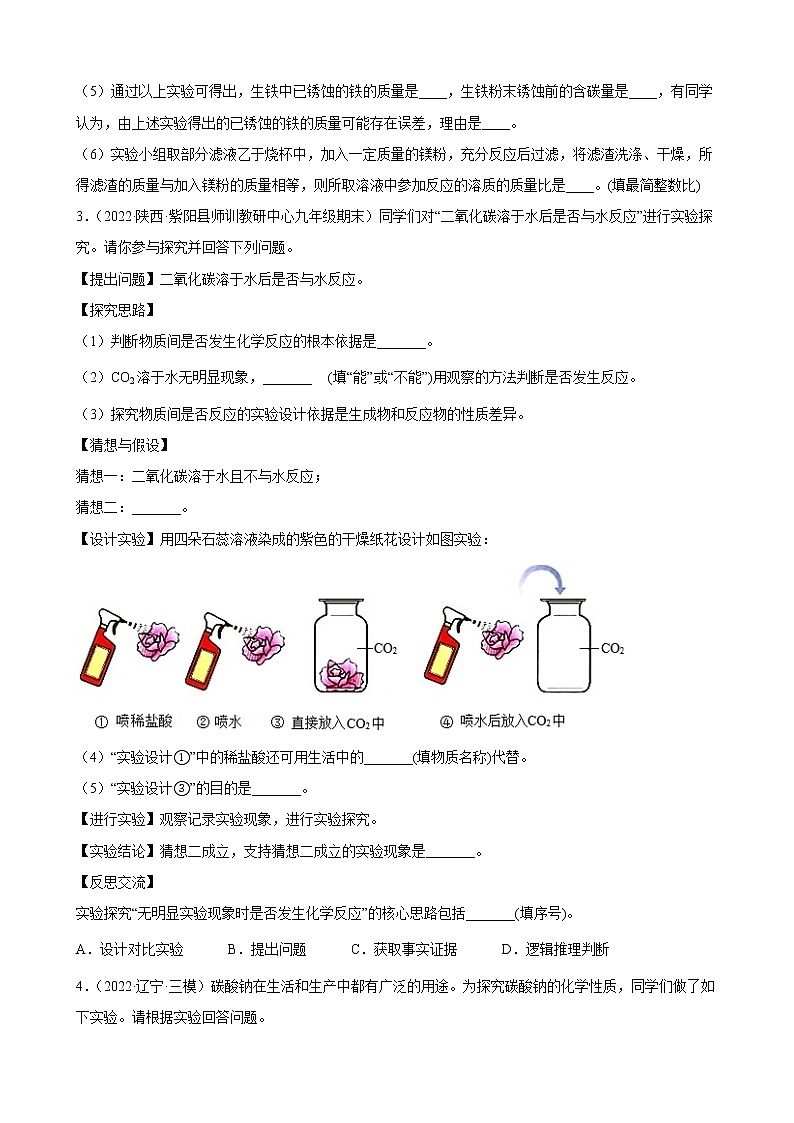 2022年中考化学专题训练： 科学探究题(含答案)第3页
