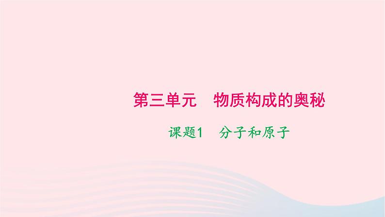 化学人教版九年级上册同步教学课件第3单元 物质构成的奥秘 课题1 分子和原子第1页