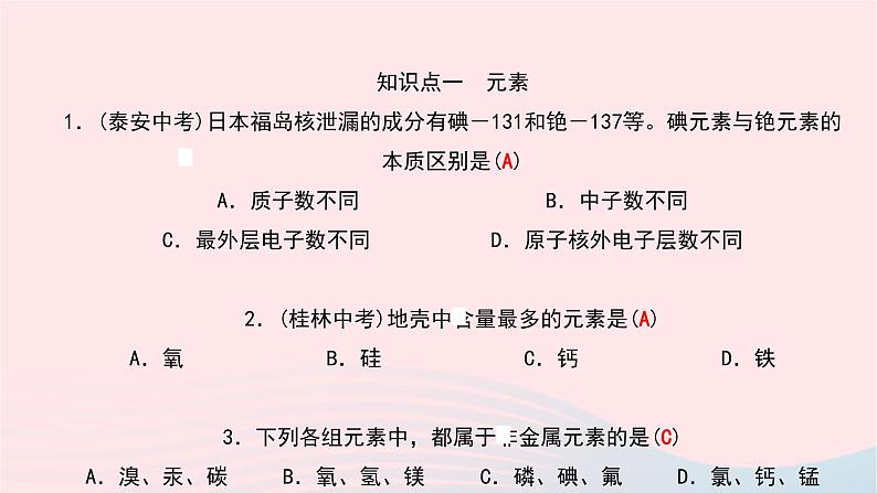 化学人教版九年级上册同步教学课件第3单元 物质构成的奥秘 课题3 元素05