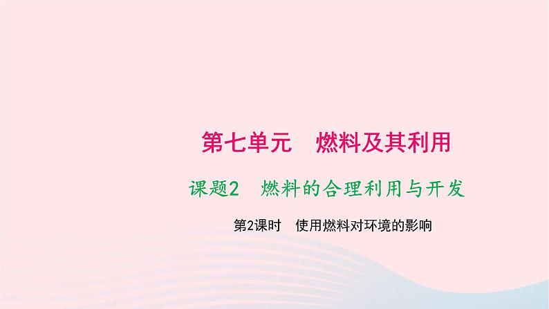 化学人教版九年级上册同步教学课件第7单元 燃料及其利用 课题2 燃料的合理利用与开发 第2课时 使用燃料对环境的影响01