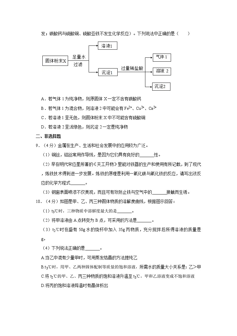 2020-2021学年湖北省武汉市江岸区七一中学九年级（下）月考化学试卷（3月份）第3页