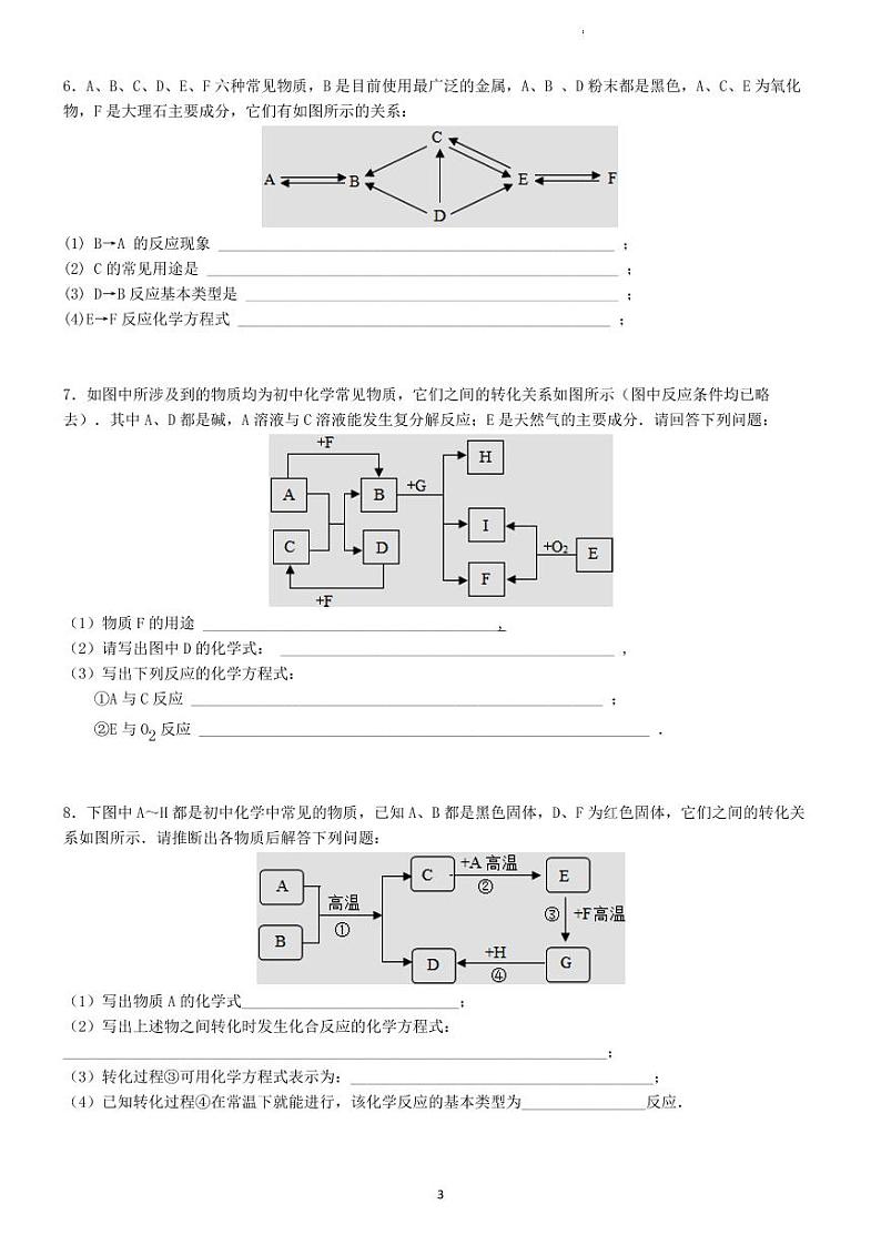 初中化学中考二轮专题 01 推断题（学生版）第3页