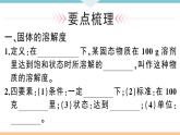 初三人教版九年级化学下册安徽习题讲评课件同步练习2九单元溶液4课题2溶解度2课时